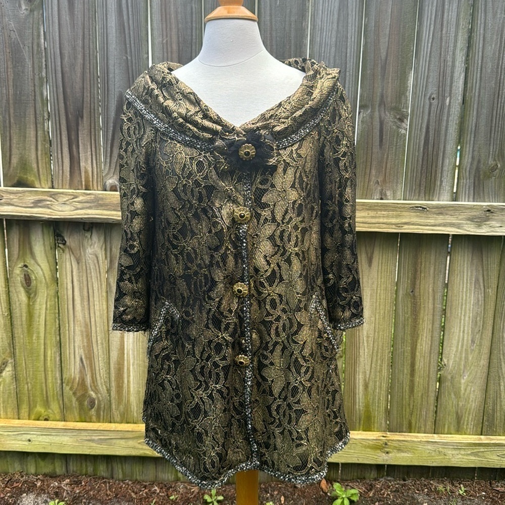 St. John Black and Gold Lace Jacket *Read*